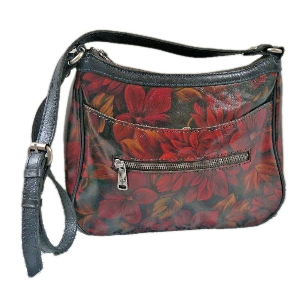 Patricia Nash Crossbody Bag Multicolor Floral Leather Zipper Closure Suede Liner